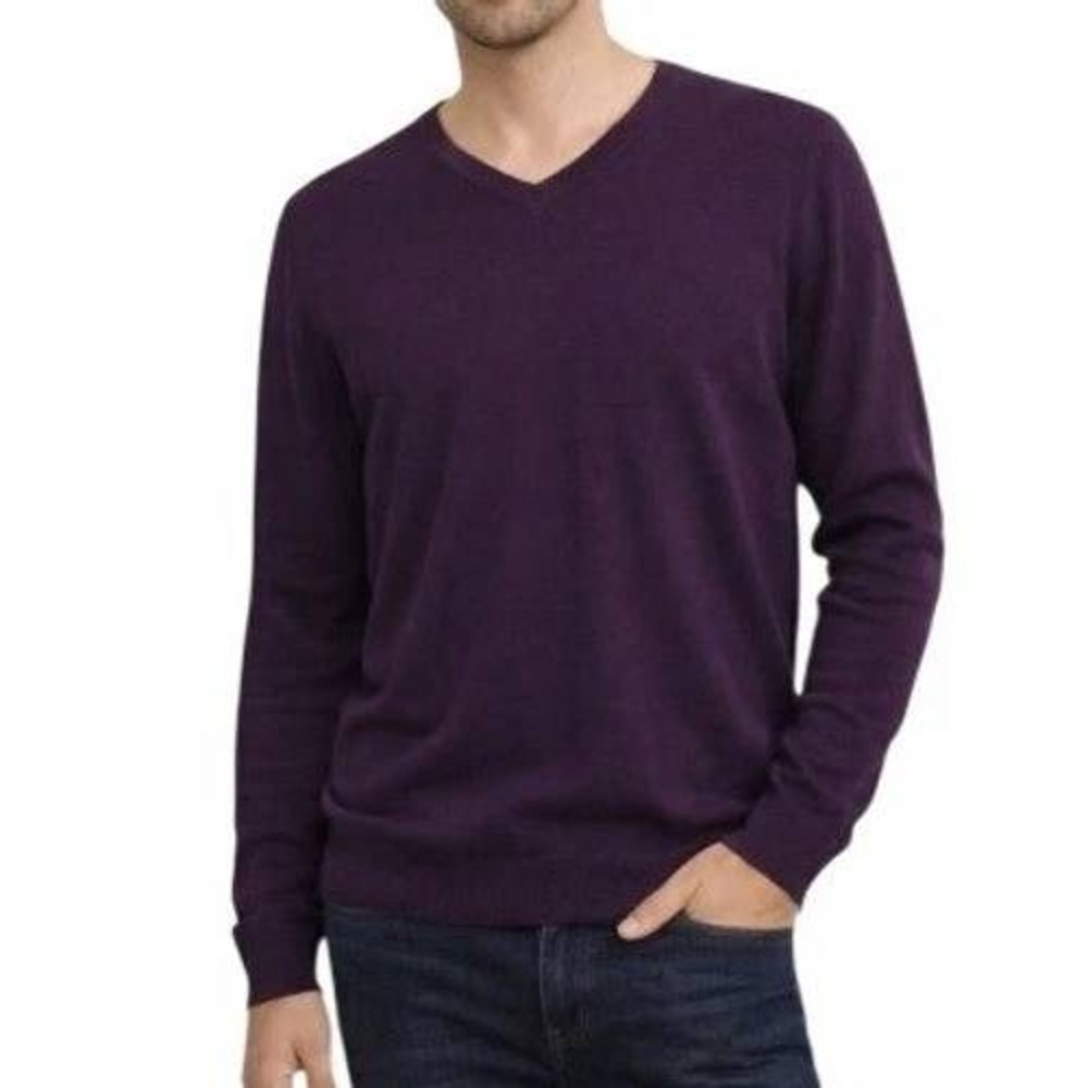 Jos. A. Bank Men's L Purple Traveler V-Neck Sweater Pima Cotton